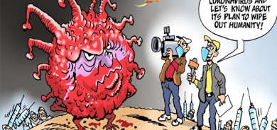 كاریكاتێر لەم كاریكاتێرەدا چاوپێكەوتن لەگەڵ كۆرۆنا دەكرێت و