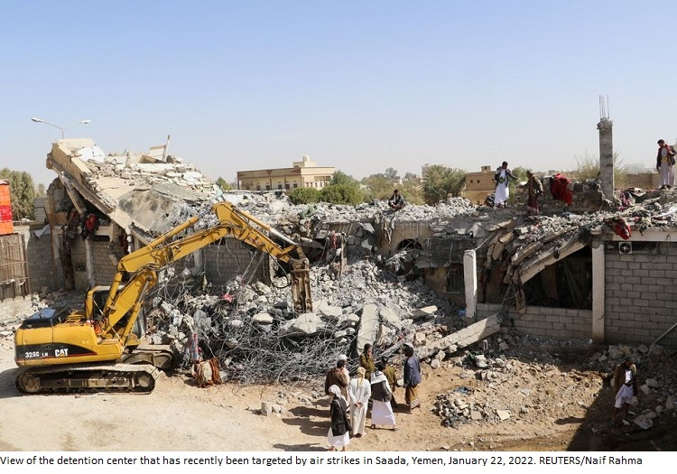 Death toll from Yemen detention centre strike rises to 91, Houthi minister says