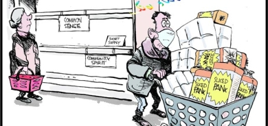 كاریكاتێر لەم كاریكاتێرەدا، باس لە كڕینی هەندێ خەڵكە لە ماركێت و بازاڕەكاندا