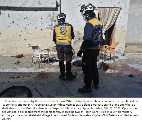 Artillery in northwest Syria kills 6, including 2 children