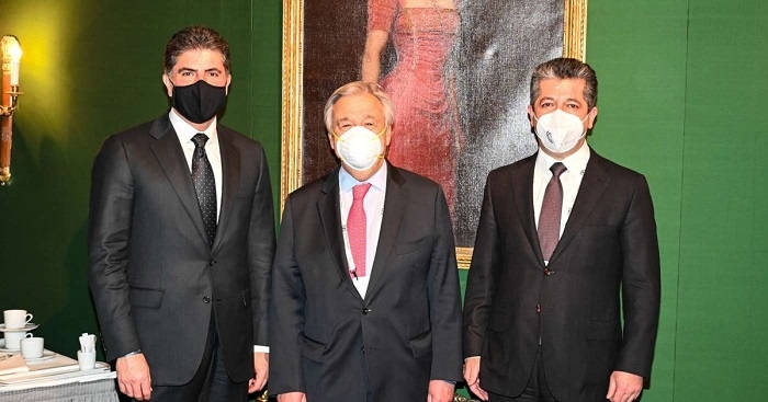 PM Masrour Barzani, President Nechirvan Barzani meet UN Secretary General