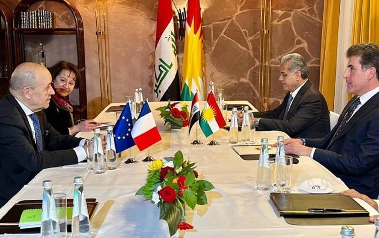 Serok Nêçîrvan Barzanî li gel Wezîrê Derveyê Fransayê civiya