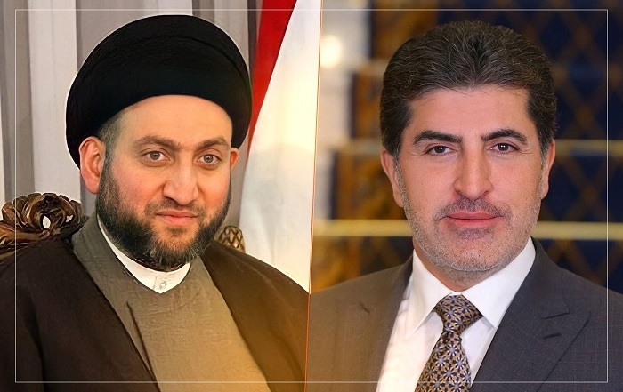 President Nechirvan Barzani congratulates Sayyid Ammar al-Hakim on re-election