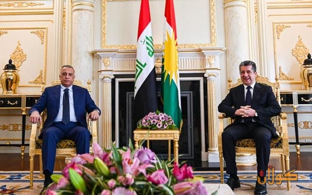 مەسرور بارزانی سەرۆکی حکوومەتی هەرێمی کوردستان، لە گەڵ سەرۆک وەزیرانی فیدراڵ، مستەفا کازمی و شاندی یاوەری کۆ بووەوە.