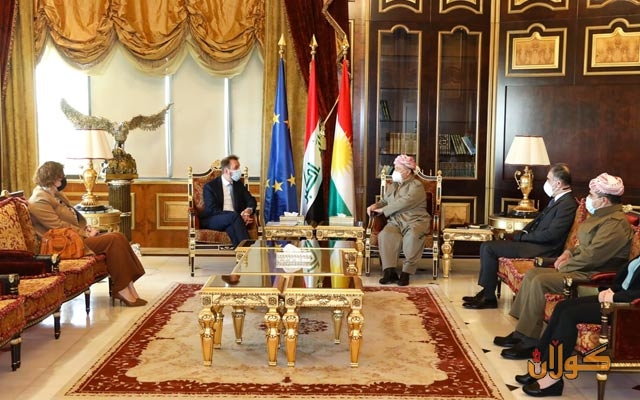 سەرۆک بارزانی پێشوازی لە باڵیۆزی یەکێتی ئەوروپا لە عێراق دەکات