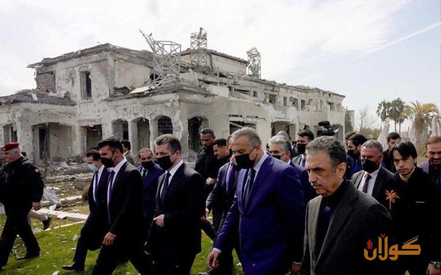 سەرۆکی حکومەتی هەرێمی کوردستان و سەرۆک وەزیرانی فیدراڵ شوێنی هێرشە مووشەکییەکەی هەولێر بەسەردەکەنەوە