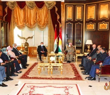 سەرۆک بارزانی پێشوازی لە شاندێکی باڵای حزبی ئوممەی عێراقی دەکات