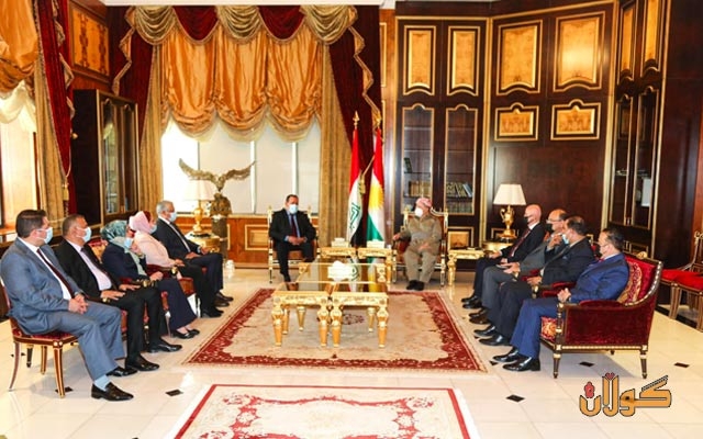 سەرۆک بارزانی پێشوازی لە شاندێکی باڵای حزبی ئوممەی عێراقی دەکات