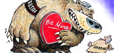 كاریكاتێر  ئەم كاریكاتێرە ئاماژە بە ورچێكی گەورە دەكات، كە داوا لە