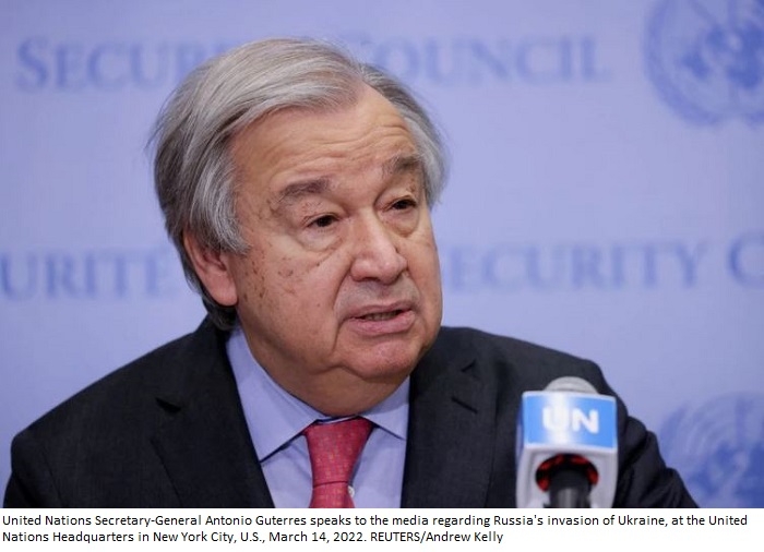 U.N. chief Guterres heading to Turkey ahead of Moscow, Kyiv visits