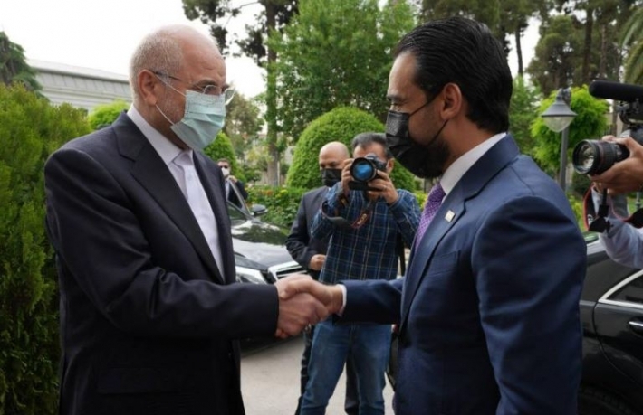 الحلبوسي يلتقي رئيس الشورى الإيراني في طهران