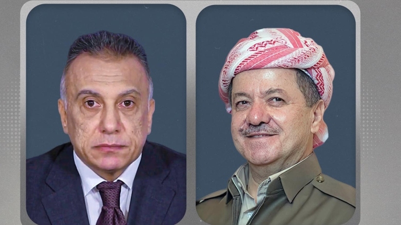 Serok Barzanî û Kazimî êrîşa mûşekî ya li ser qezaya Xebatê guftûgo dikin