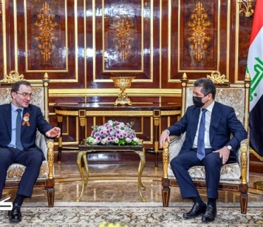 مەسرور بارزانی، سەرۆکی حکوومەتی هەرێمی کوردستان، پێشوازیی لە ئیلبروس کوتراشیڤ، باڵوێزی ڕووسیا لە عێراق کرد.