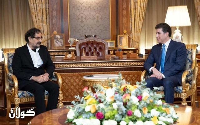 سه‌رۆك نێچيرڤان بارزانى پێشوازى له‌ هونه‌رمه‌ندى ناودارى كورد شه‌هرامى نازرى ده‌كات