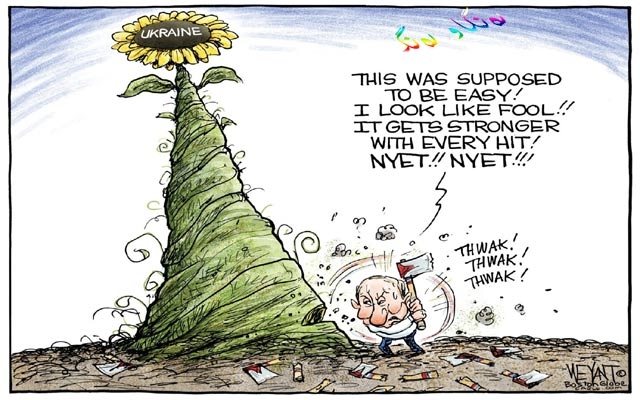 كاریكاتێر كاریكاتێرێكی بەهێزە، باس لە پلانەكانی پوتین دەكات بە