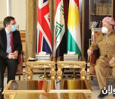 ســـەرۆك بـــارزانــی پێشوازی لە باڵیۆزی بریتانیا لە عێراق دەكات