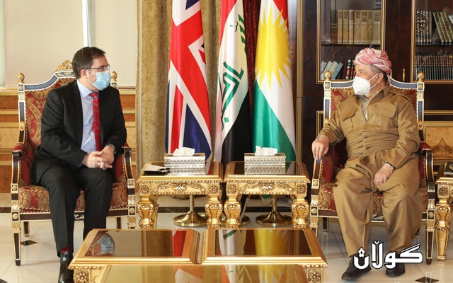 ســـەرۆك بـــارزانــی پێشوازی لە باڵیۆزی بریتانیا لە عێراق دەكات