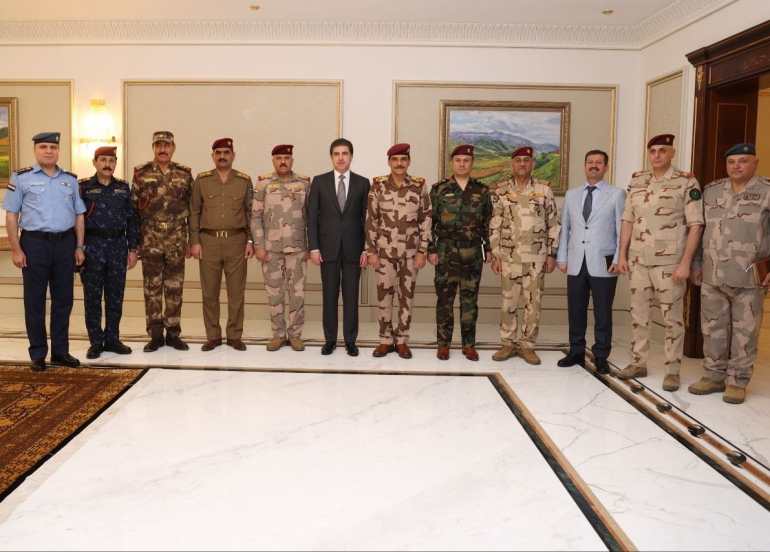 سه‌رۆك نێچيرڤان بارزانى پێشوازى له‌ شاندێكى باڵاى سەربازی و ئه‌منیی عيراقى كرد