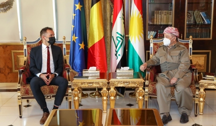 سەرۆک بارزانی پێشوازی لە باڵیۆزی بەلجیکا لە عێراق دەکات