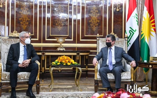 سه‌رۆكی حكوومه‌تی هه‌رێمی كوردستان پێشوازی له‌ باڵوێزی ئه‌ڵمانی له‌ عێراق كرد