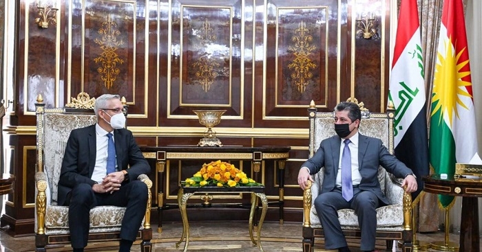 PM Masrour Barzani meets Martin Jaeger, the German Ambassador to Iraq