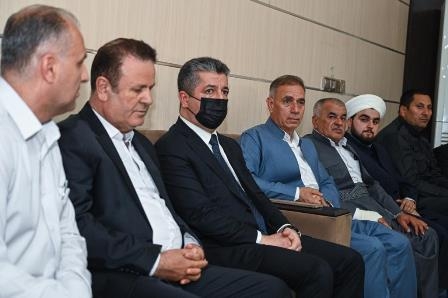 مسرور بارزاني يحضر مجلس عزاء الأستاذين د. كاوان إسماعيل ود. إدريس حمه خان