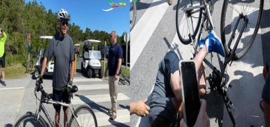 جۆ بایدن لەسەر پایسكل دەكەوێت