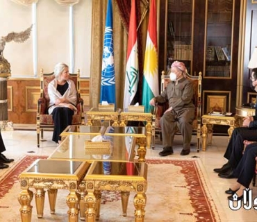 سەرۆك بارزانی پێشوازی لە نێردەی تایبەتی سكرتێری گشتیی ڕێكخراوی نەتەوە یەكگرتووەكان دەكات