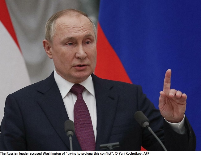Putin accuses US of trying to ‘prolong’ Ukraine conflict