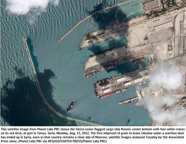 Satellite images show first ship out of Ukraine in Syria