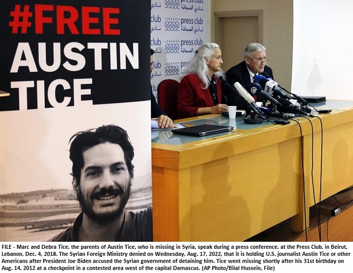 Syria denies it is holding American journalist Austin Tice
