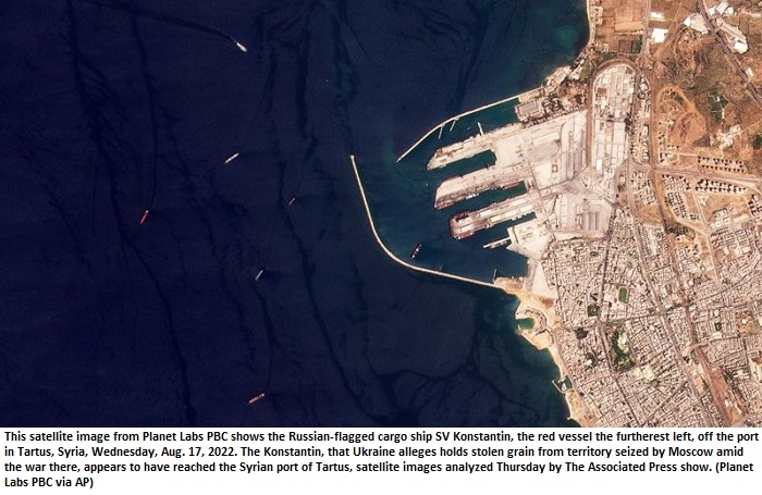 Ship that Ukraine alleges has stolen grain likely off Syria