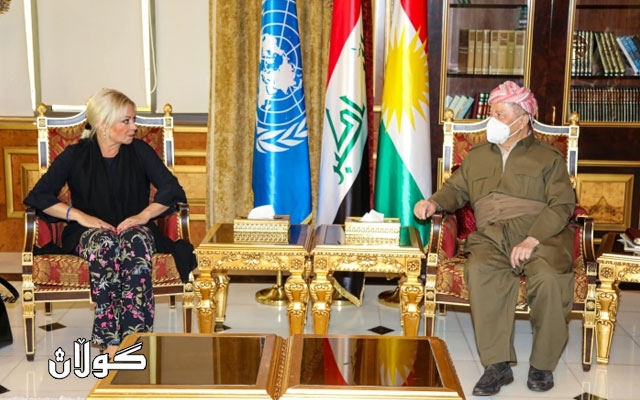 سەرۆك بارزانی پێشوازی لە نێردەی تایبەتی سكرتێری گشتیی ڕێكخراوی نەتەوە یەكگرتووەكان لە عێراق دەكات