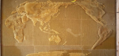 نەخشەی جیهان لەسەر شانەی هەنگ