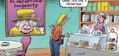 كاریكاتێرباس لە ئافرەتێك دەكات كە چووەتە شوێنی دروستكردنی كێك و خواردنەوە