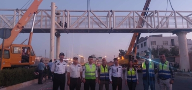 مرور أربيل ينجز جسراً للمشاة خلال ساعتين فقط