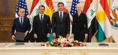 President Nechirvan Barzani oversees the signing of a Memorandum of Understanding between the Ministry of Peshmerga and the Pentagon