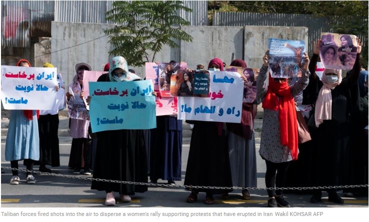 Taliban fire into air to disperse women's rally backing Iran protests