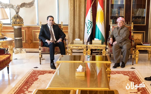 سەرۆك بارزانی پێشوازی لە جێگری یەكەمی سەرۆكی ئەنجوومەنی نوێنەرانی عێراق دەكات