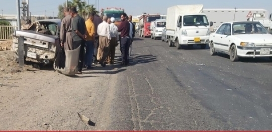 اصابة 5 افراد من اسرة واحدة في حادث سير جنوب العاصمة اربيل