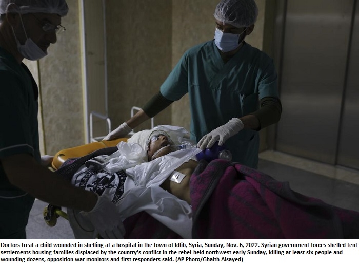 Monitors say 6 killed in Syria’s shelling of tent settlement