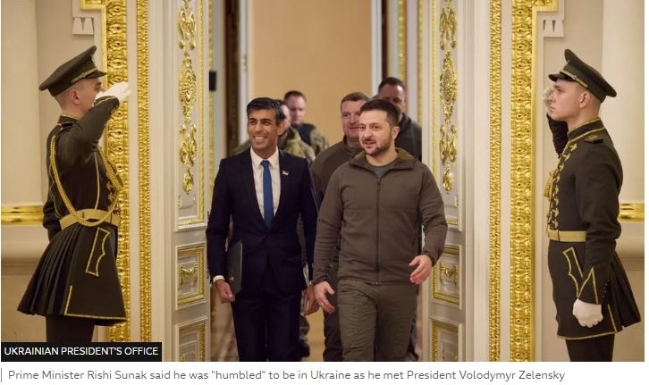 Ukraine war: Rishi Sunak visits President Zelensky in Kyiv as he pledges £50m in aid