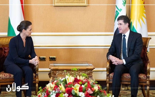 سه‌رۆك نێچيرڤان بارزانى پێشوازى له‌ سه‌رۆكى هه‌نگاريا ده‌كات