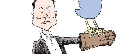 كاریكاتێر ئەم كاریكاتێرە باس لە سەرمایەداری جیهانی (ئیلۆن میسك)