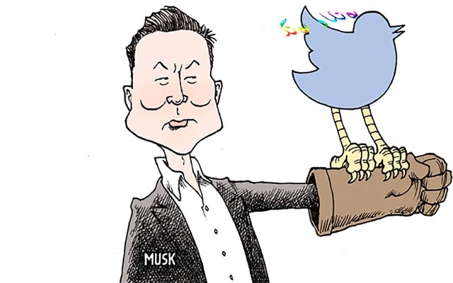 كاریكاتێر ئەم كاریكاتێرە باس لە سەرمایەداری جیهانی (ئیلۆن میسك)