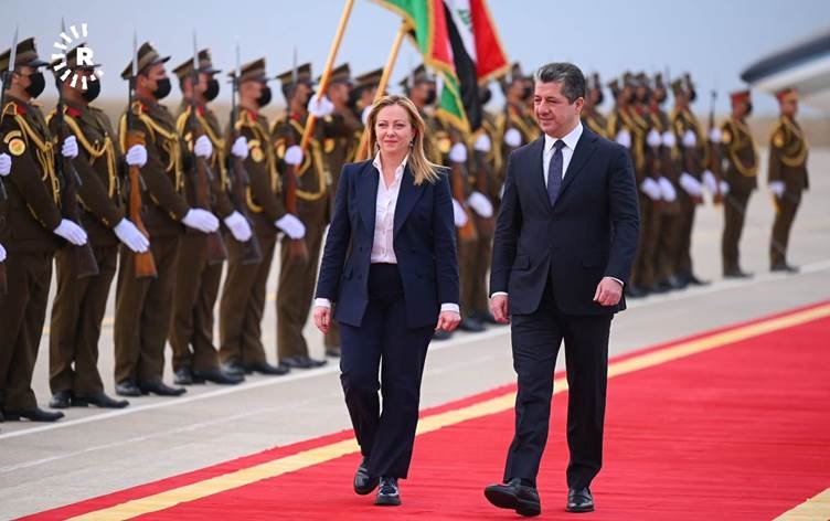 مسرور بارزاني يستقبل رئيسة الوزراء الإيطالية في أربيل