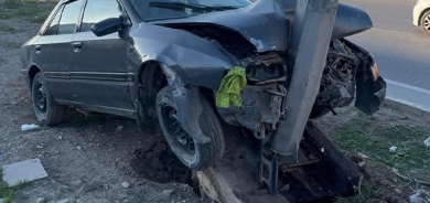 جريح بأصطدام سيارة بعامود كهرباء في اربيل