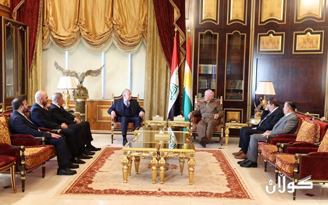 سەرۆک بارزانی پێشوازی لە سەرۆکی بەرەی ڕزگاری و گەشەپێدان دەکات