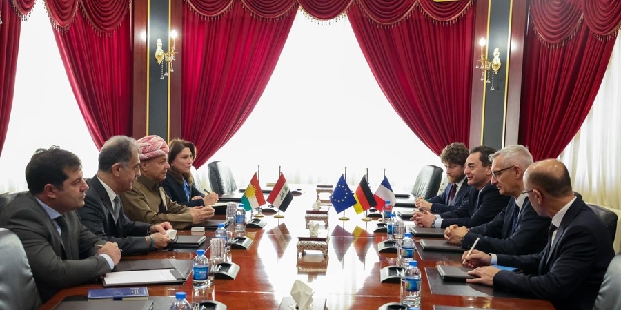 Serok Barzanî li gel şandeke hevbeş ya Almanî û Fransî civiya