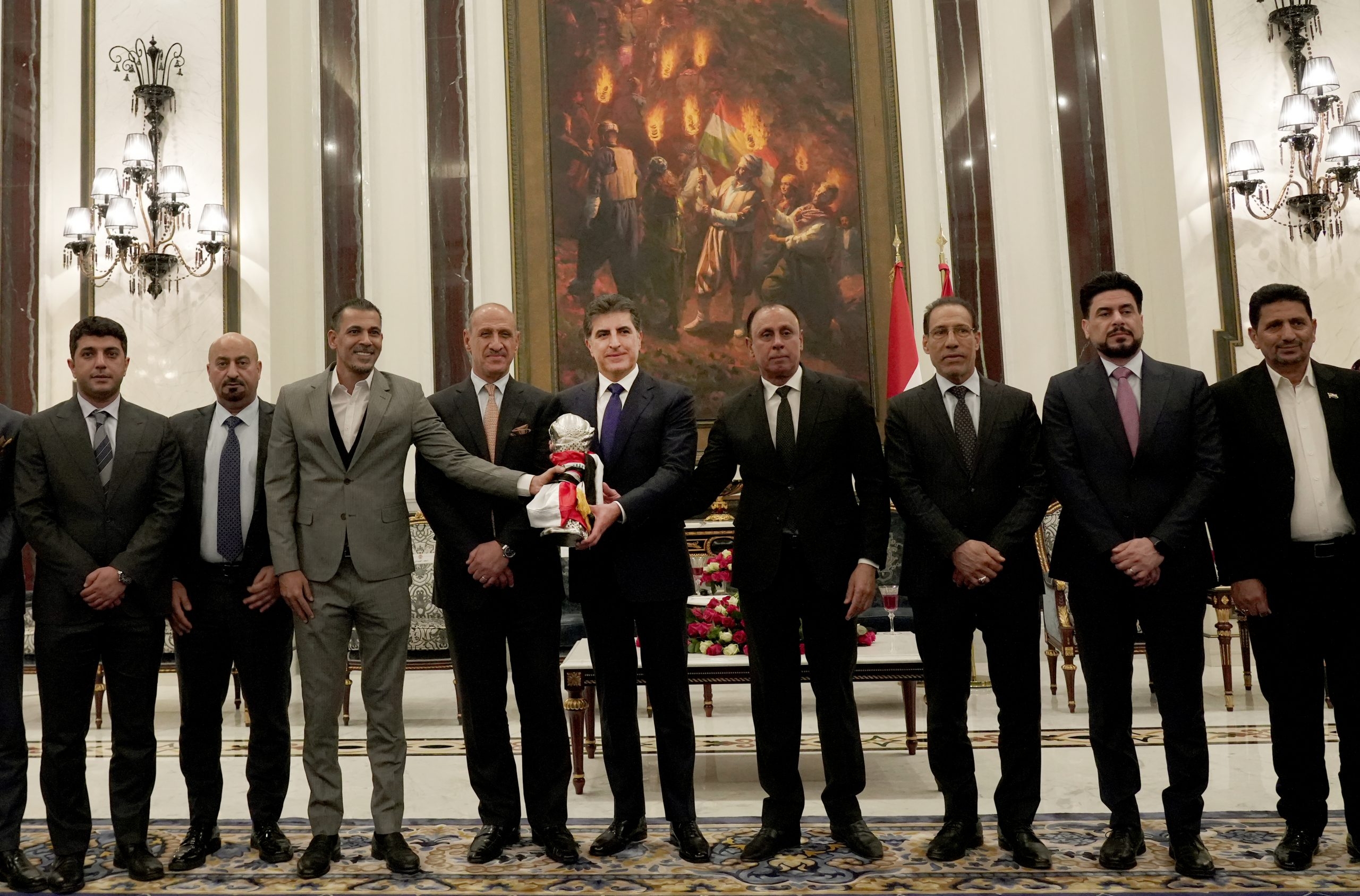 President Nechirvan Barzani receives Iraq’s national football team